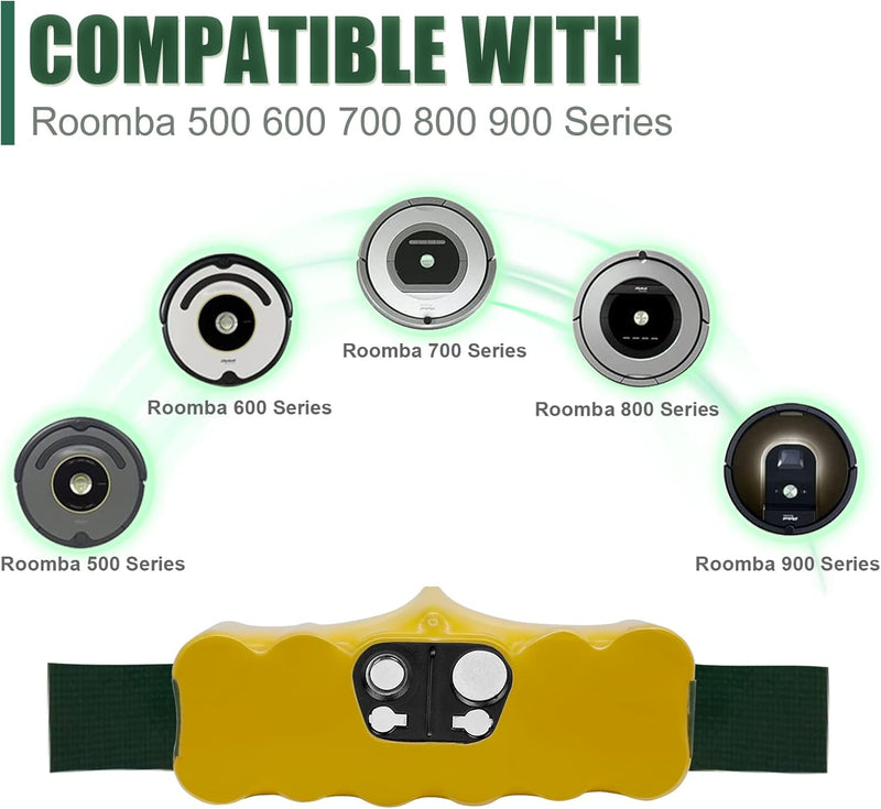 5000mAh Ersatzakku für iRobot Roomba 14,4V 500 600 800 800 900 510 530 532 535 540 550 560 562 570 5