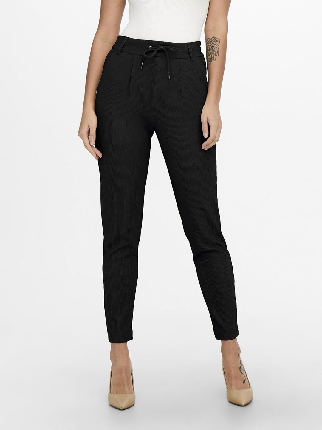 ONLY Damen Onlpoptrash-Sally Easy Mw Rib PNT Noos Hose M / 34L Black 1, M / 34L Black 1