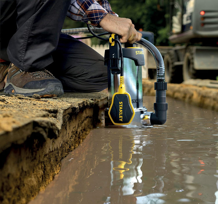 Stanley SXUP1100XDE Tauchpumpe für Schmutzwasser (1100 W, Förderleistung max. 16.500 l/h, Förderhöhe