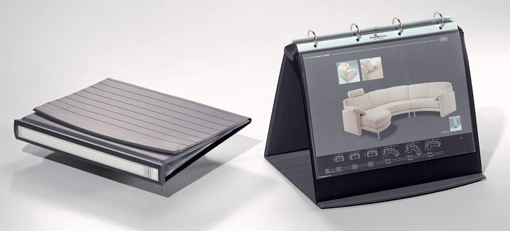 Durable Tisch-Flipchart Durastar, mit 10 PP-Hüllen, A4 quer, beschriftbar & erweiterbar, basalt, 856