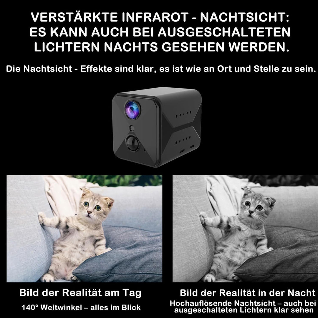 4G-Niedrigstrom-Überwachungskamera Mini Kamera, 140-Grad-Ultra-HD-Weitwinkelobjektiv, mit HD Nachtsi