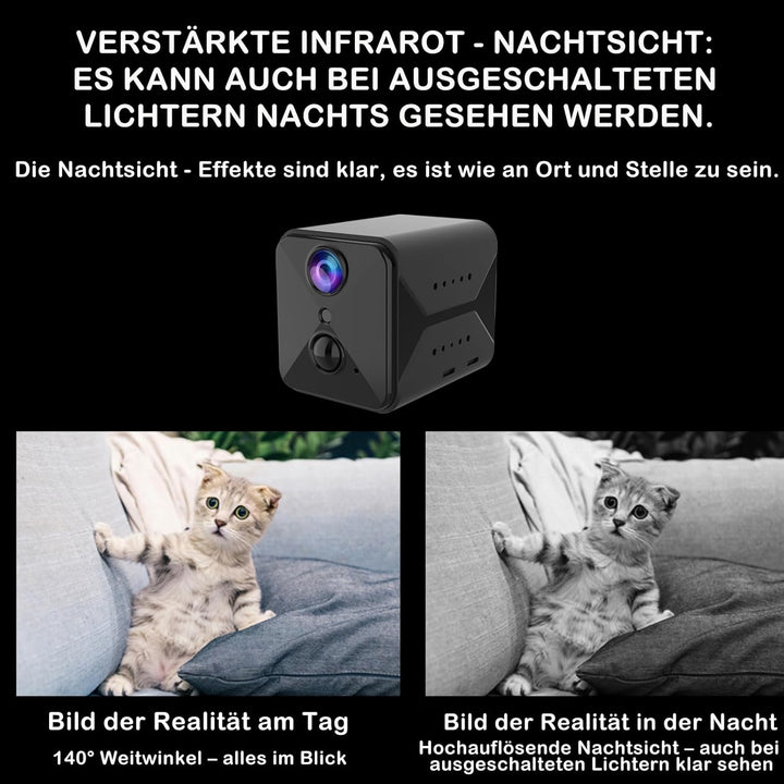 4G-Niedrigstrom-Überwachungskamera Mini Kamera, 140-Grad-Ultra-HD-Weitwinkelobjektiv, mit HD Nachtsi