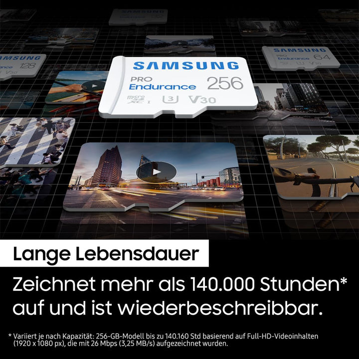 Samsung PRO Endurance microSD Speicherkarte (MB-MJ256KA/EU) 256 GB, UHS-I U3, Full HD & 4K UHD, 100