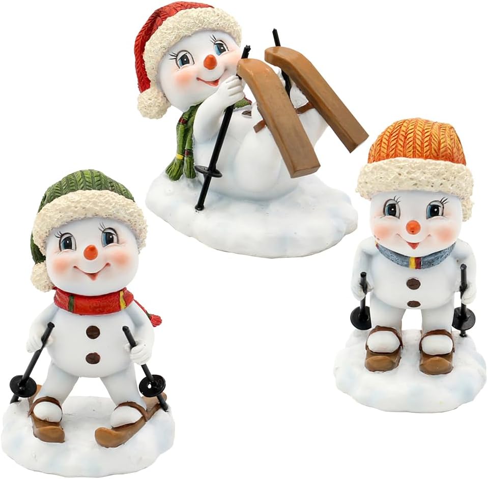 Schneemanndeko, Winterkinder, Deko - Schneemann, Schneekinder mit Mütze und Schal grün/rot/orange au