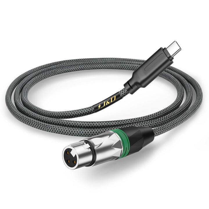 J&amp;D USB-C zu XLR Mikrofon Audio Kabel für Audioaufnahme, Dynamisches Mikrofon, Geflochtenes USB-C zu