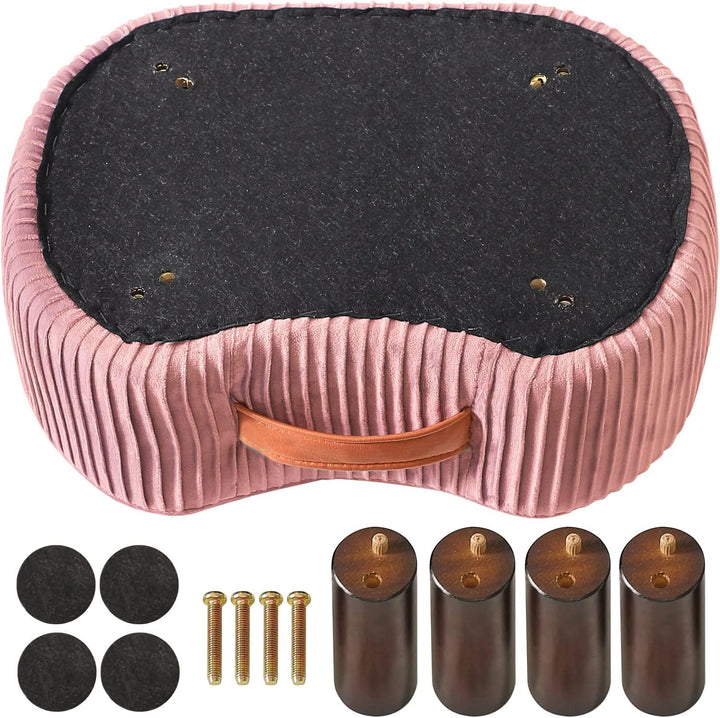 YMYNY Fusshocker, Sitzbank mit Griff, Gebogener Tritthocker mit weichem Sitzkissen, Gepolsterter Hoc