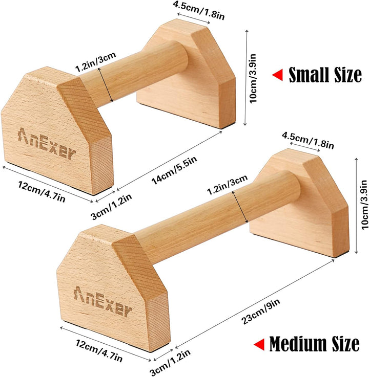 AnExer Wooden Push-Up Handles, Parallettes für Calisthenics, rutschfeste Push-up Bars Joint-Friendly