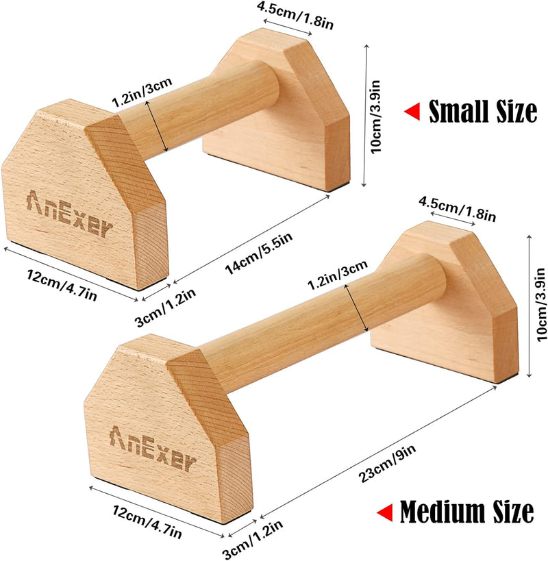 AnExer Wooden Push-Up Handles, Parallettes für Calisthenics, rutschfeste Push-up Bars Joint-Friendly