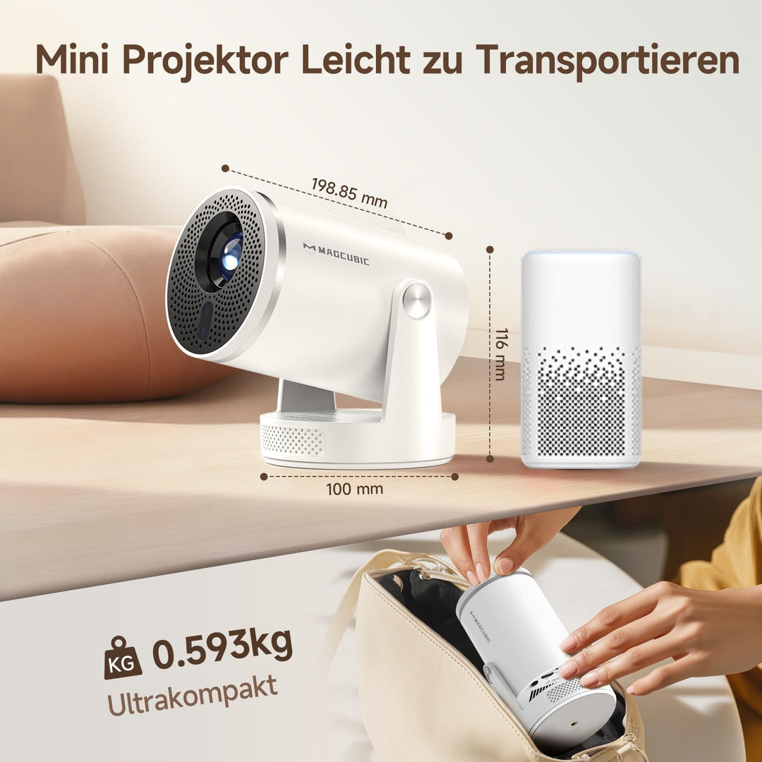 【Autofokus】 Magcubic Mini Beamer 4K HY320pro, Projektor mit Native 1080p, 400 ANSI, 10.000:1 Kontras