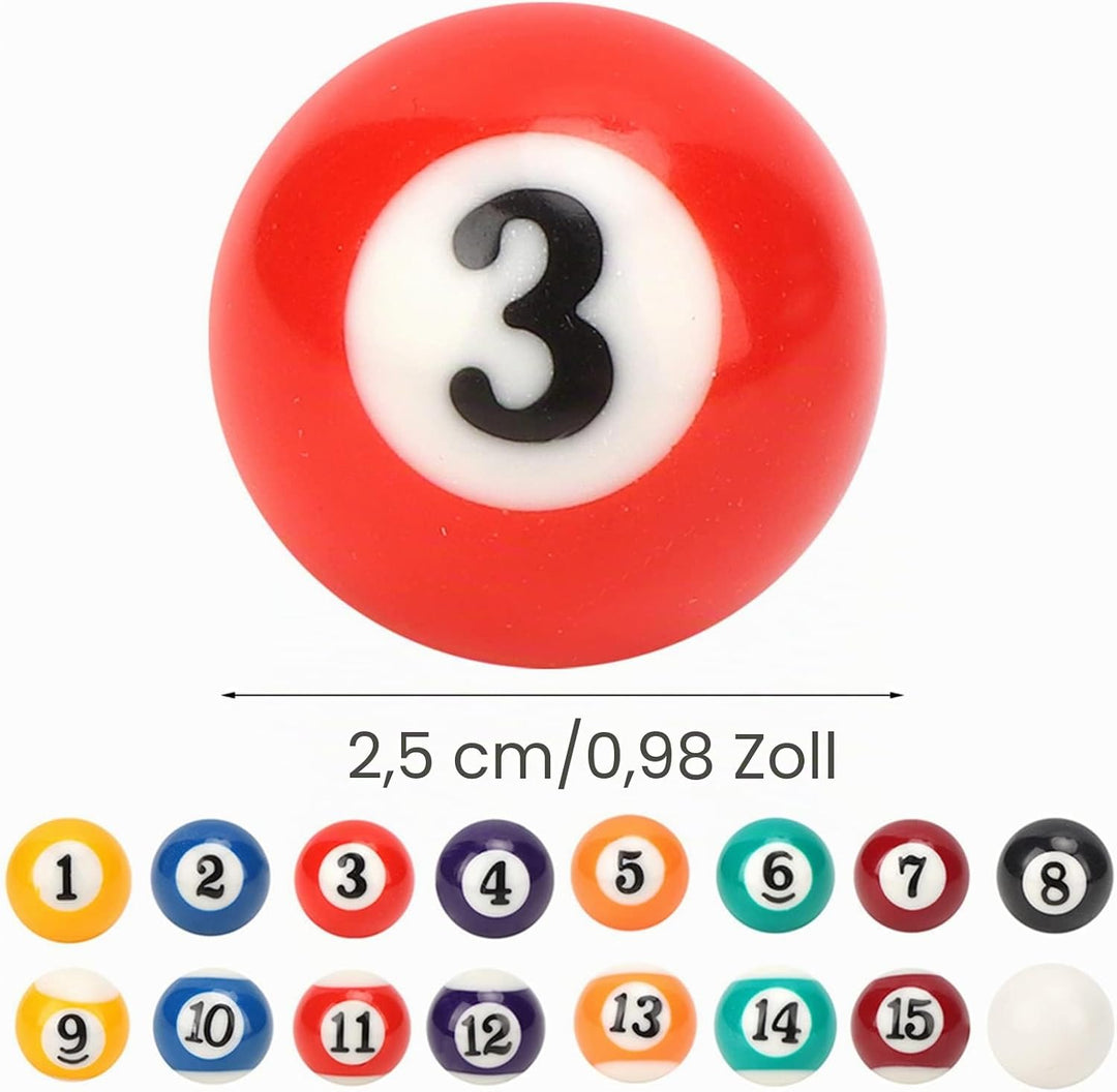 25MM Billardkugeln Set mit 16 nummerierten Bällen und weisser Kugel aus umweltfreundlichem Polyester