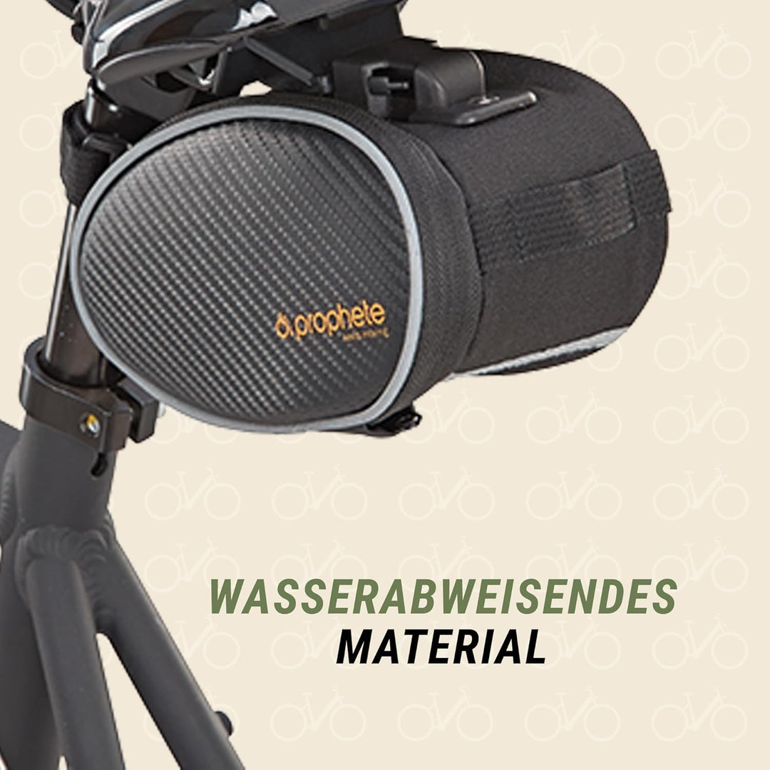 Prophete Fahrradtasche, Sattelpacktasche, 1,0 Liter Volumen, Montage unter dem Sattel, wasserabweise