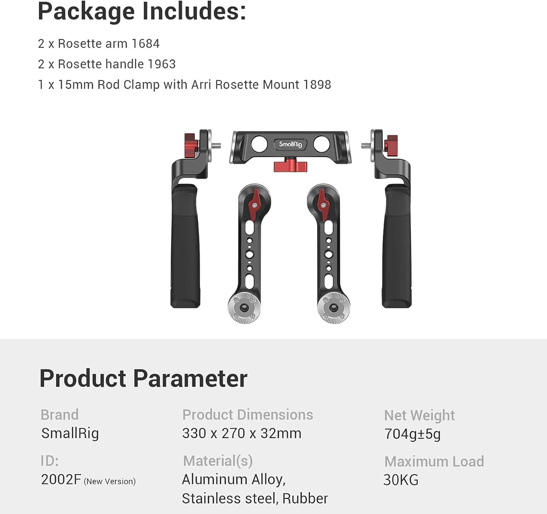 SMALLRIG Shoulder Rig Handle Kit mit Rosette für DSLR Kamera Rig- 2002