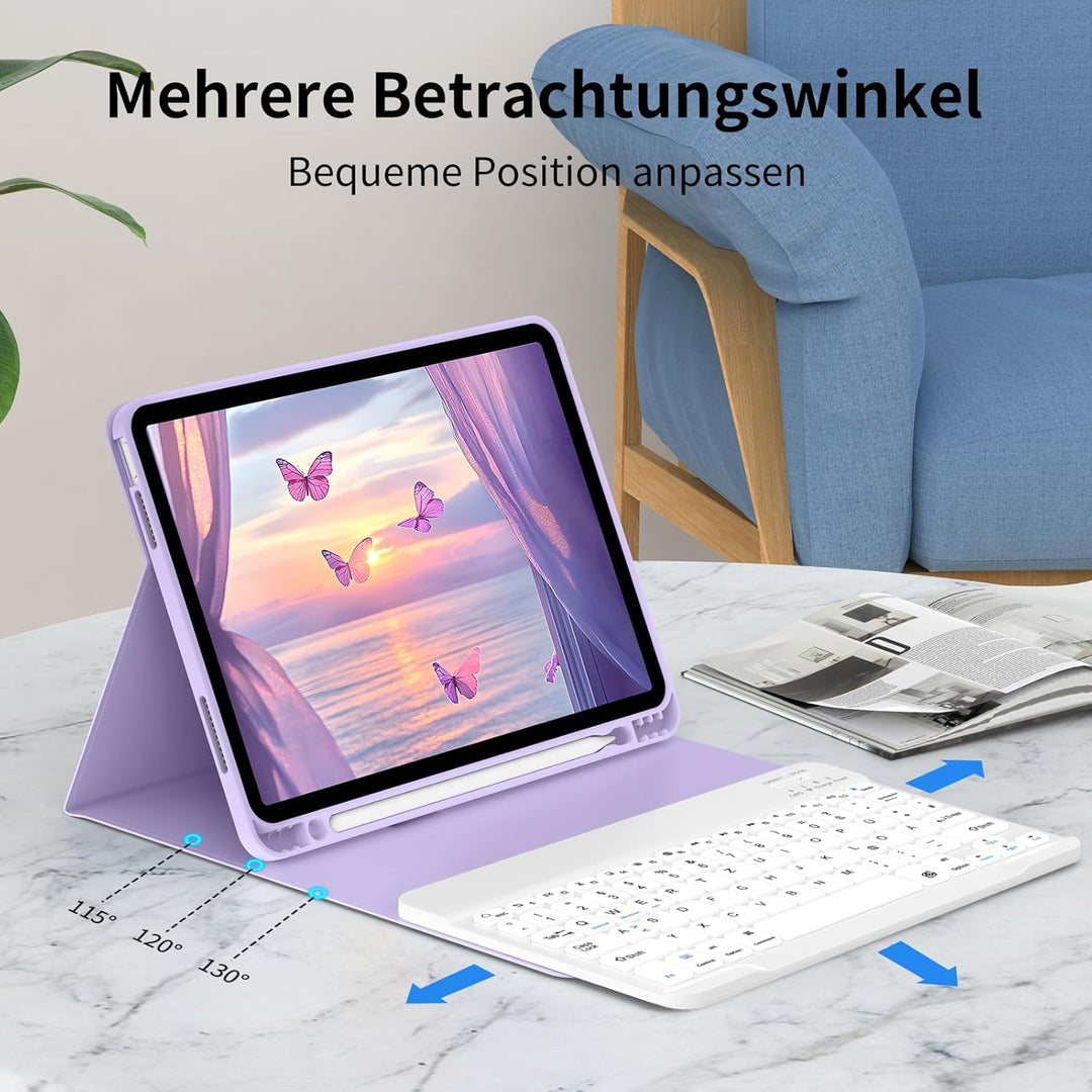 Hülle mit Tastatur für iPad A16 11.Generation 11 Zoll 2025, iPad 10. Generation 2022 10,9 Zoll, Blue