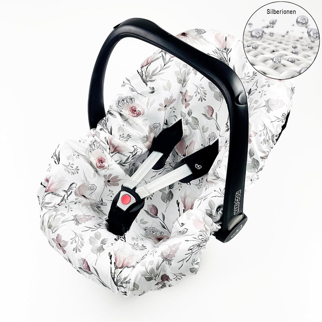 Sommerbezug Babyschale Bezug Universal, 100% antibakterielle Baumwolle mit Silberionen, Schonbezug B