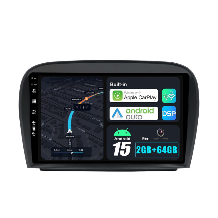 Android 15 Autoradio für Mercedes SL R230 (2005-2012) - Kabellos CarPlay Android Auto - Rückfahrkame