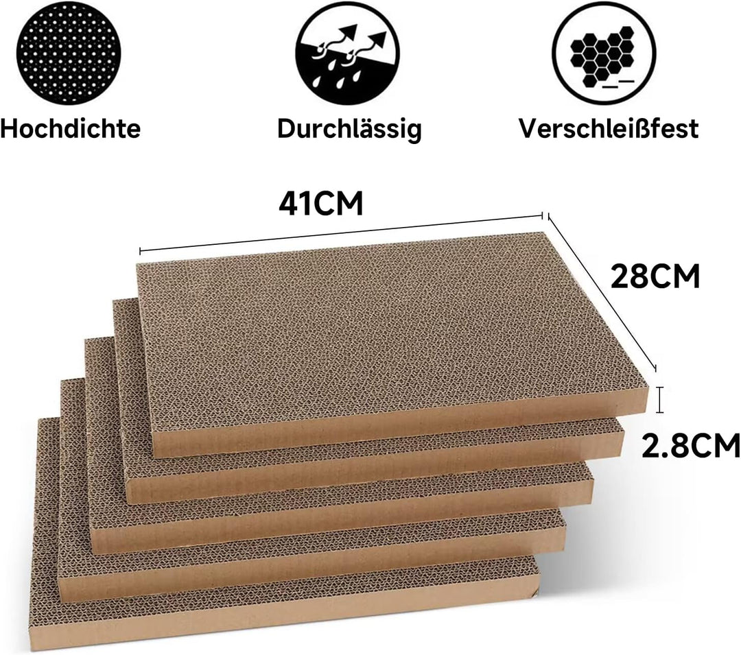 FUKUMARU Kratzbrett Katze, 5er-Set, Katzenkratzbox mit hochwertiger Karton, Doppelseitige Kratzpappe