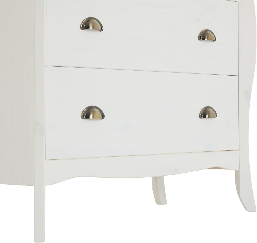 IDIMEX Kommode Antoinette, schönes Sideboard im Barockstil, antike Anrichte aus Kiefer in weiss, pra