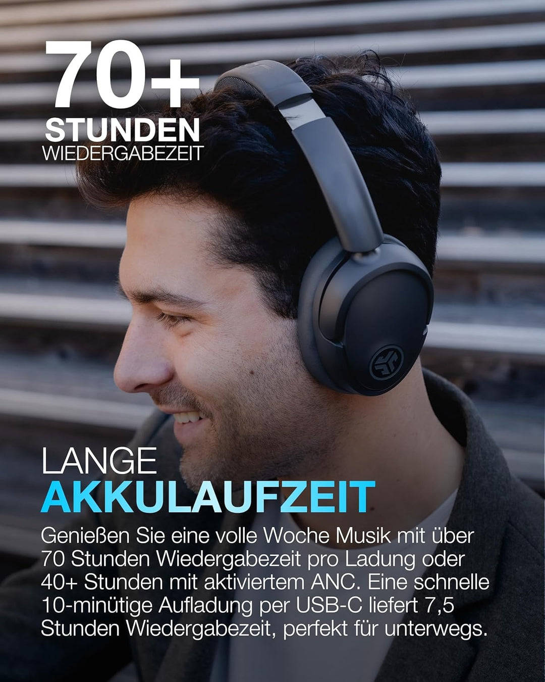 JLab JBuds LUX ANC Smart Noise Cancelling Over Ear Kopfhörer Bluetooth kabellos mit Mikrofon und akt