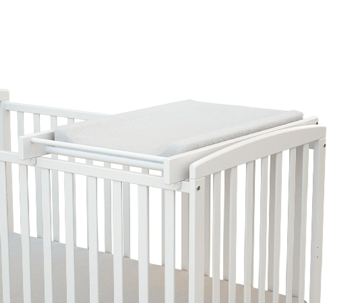 AT4 – Grosser weisser ESSENTIEL-Wickeltisch für ESSENTIEL-Babybett aus Holz für 60 x 120 und 70 x 14
