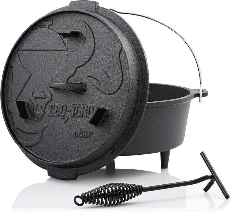 BBQ-Toro Dutch Oven Premium Serie | 7,3 Liter (DO6P), Topf mit Füsse | bereits eingebrannt - preseas