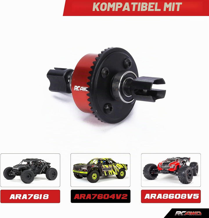 RCAWD ARRMA 6s Diff-Satz Komplett, Stahl Front/Heck-Diff Set komplett mit 40CrMo Hauptdiff Zahnrad 4