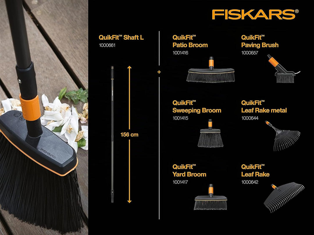 Fiskars Fächerbesen, Werkzeugkopf, Mit 20 Zinken, Breite: 56 cm, Stahl-Zinken, Schwarz/Orange, QuikF