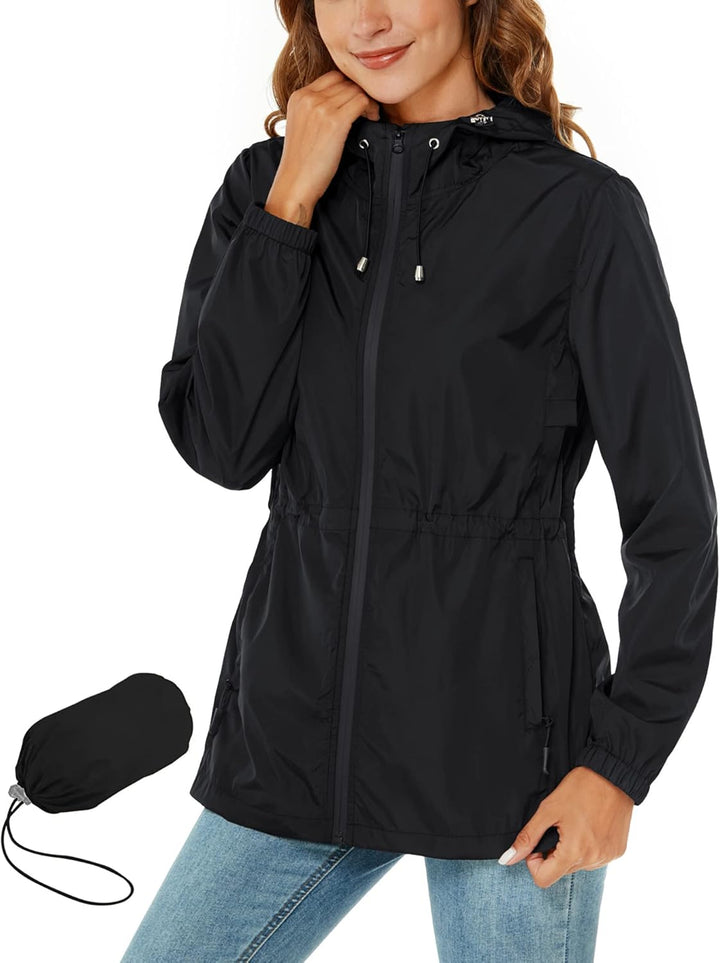 Rapbin Regenjacke Damen Wasserdicht Atmungsaktiv Leicht Outdoorjacke Windbreaker Packbare Regenmante