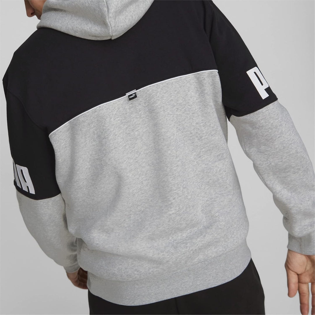 PUMA Herren Power Colorblock Hoodie FL Sweat M Grau - Light Gray Heather, M Grau - Light Gray Heathe