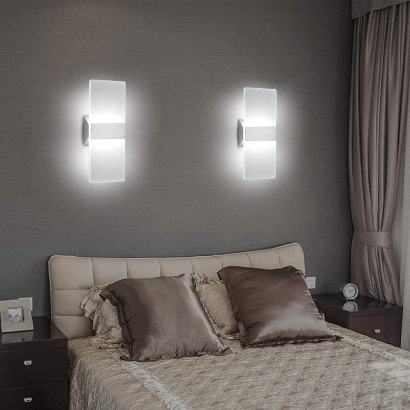 ChangM 2 Stücke Wandleuchte Innen 12W Wandlampe LED Acryl Wandbeleuchtung Modern für Wohnzimmer Schl