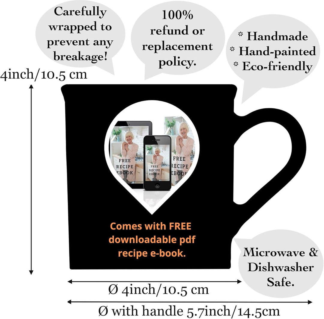 City to Cottage® - Keramik XXL Becher 500 ml | Kaffeebecher | Rot und Weiss | Polka Dots | Handgemac