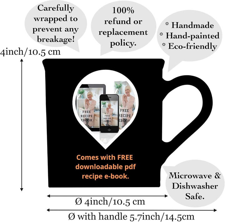 City to Cottage® - Keramik XXL Becher 500 ml | Kaffeebecher | Rot und Weiss | Polka Dots | Handgemac