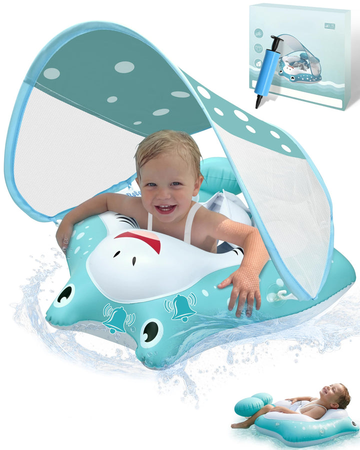 Schwimmring Baby mit Sonnendach Abnehmbarem Sonnendach Schwimmsitz Kleinkinder Schwimmhilfe für Klei