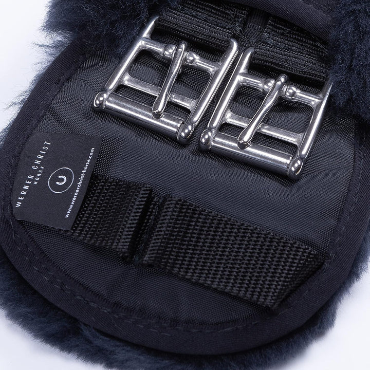 CHRIST Lammfell Sattelgurt/Konturgurt Dressur, anthrazit 60 cm anthrazit-schwarz, 60 cm anthrazit-sc