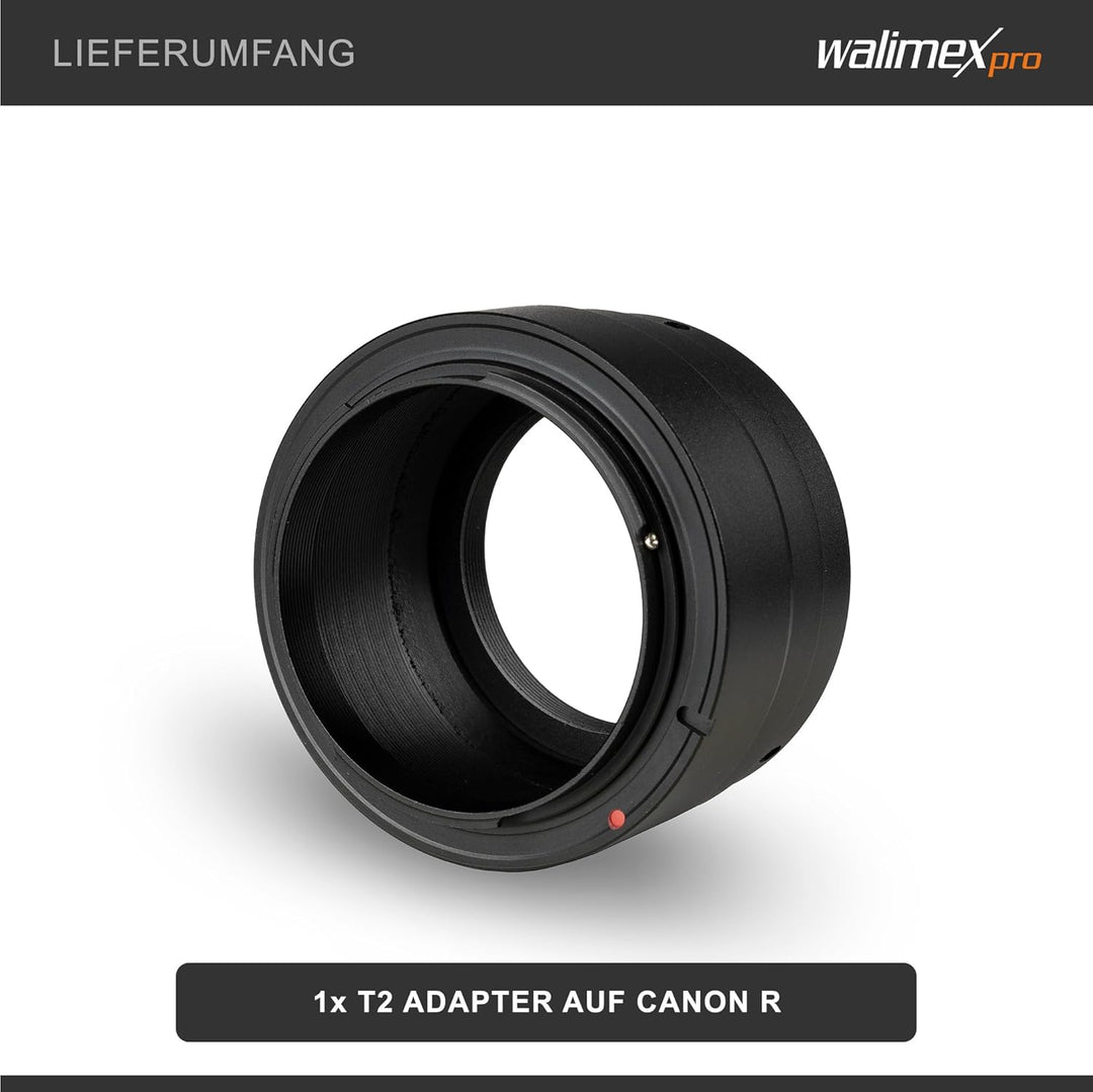 Walimex pro T2 Adapter für Canon R - Adapterring mit manuellem Fokus, einfache Handhabung, Objektiv-