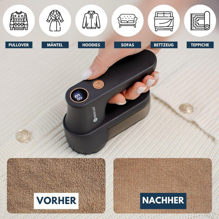 Fusselrasierer elektrisch aufladbar für Kleidung – Fusselentferner & Pilling-Rasierer mit 3 Geschwin