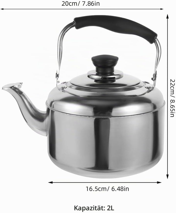 TOPBATHY Edelstahl Kessel Induktion Wasserkessel 3L Pfeifteekocher Edelstahl Campingkocher herd Wass
