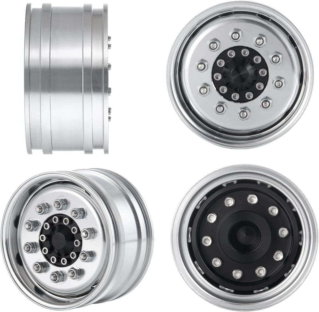 AXspeed Metall Vorderradfelgen Hinterradfelgen Set 1/14. Traktoranhänger 2 Stück Vorderradnaben & 4