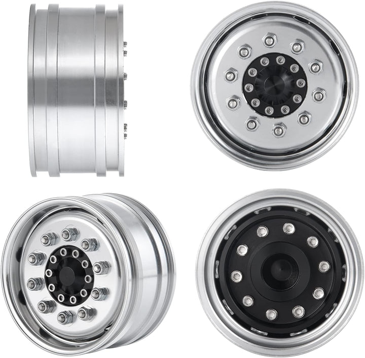 AXspeed Metall Vorderradfelgen Hinterradfelgen Set 1/14. Traktoranhänger 2 Stück Vorderradnaben & 4