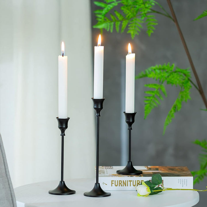 Romadedi Kerzenständer für Stabkerzen aus Metall, 6er-Set, Schwarz 2 Set/ 6 PCS Schwarz, 2 Set/ 6 PC