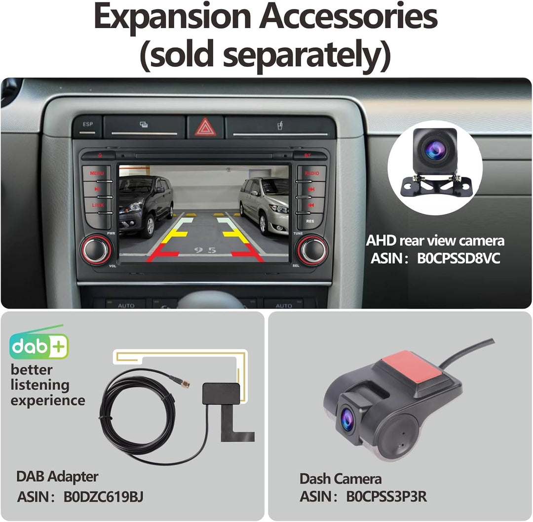Autoradio kompatibel mit drahtlos Carplay/Android Auto für Audi A4 S4 RS4 2002-2008 SEAT EXEO mit IP