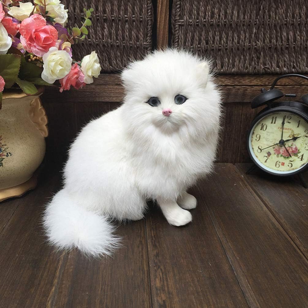 EXCEART Realistische Katze Figur Plüschtiere Katze Sitzende Plüsch Perserkatze Haus Hotel Büro Dekor