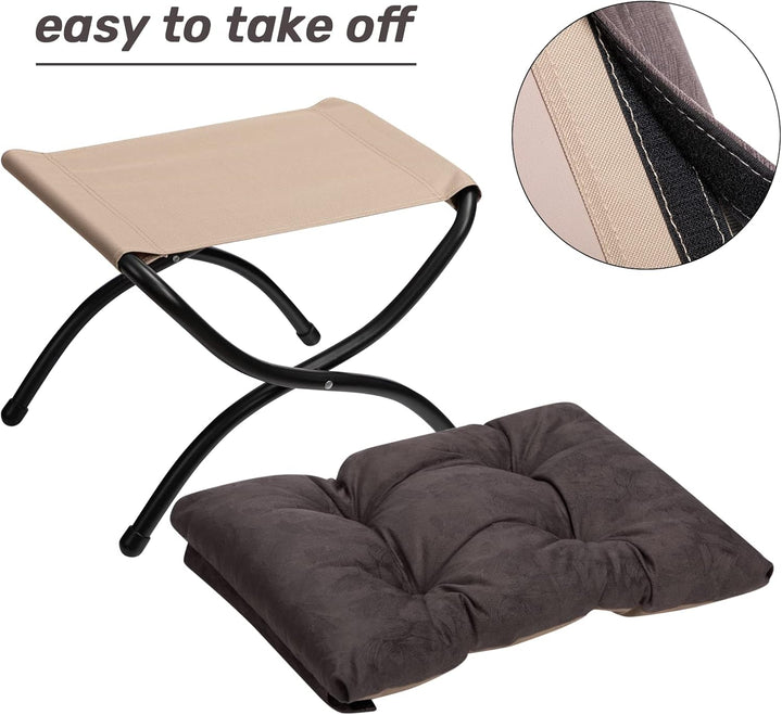HollyHOME Fusshocker Fussstütze Klapphocker, Faltbar Sitzhocker mit Metallbeinen, Abnehmbar Gepolste
