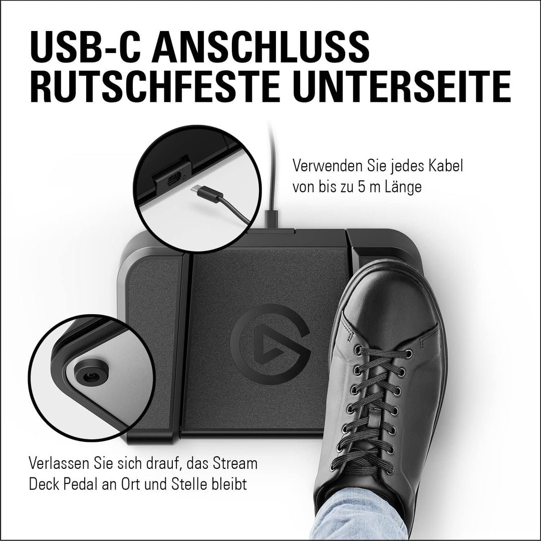 Elgato Stream Deck Pedal – Freihand-Studio-Controller, 3 Makro-Fusspedale, Auslösen von Aktionen in