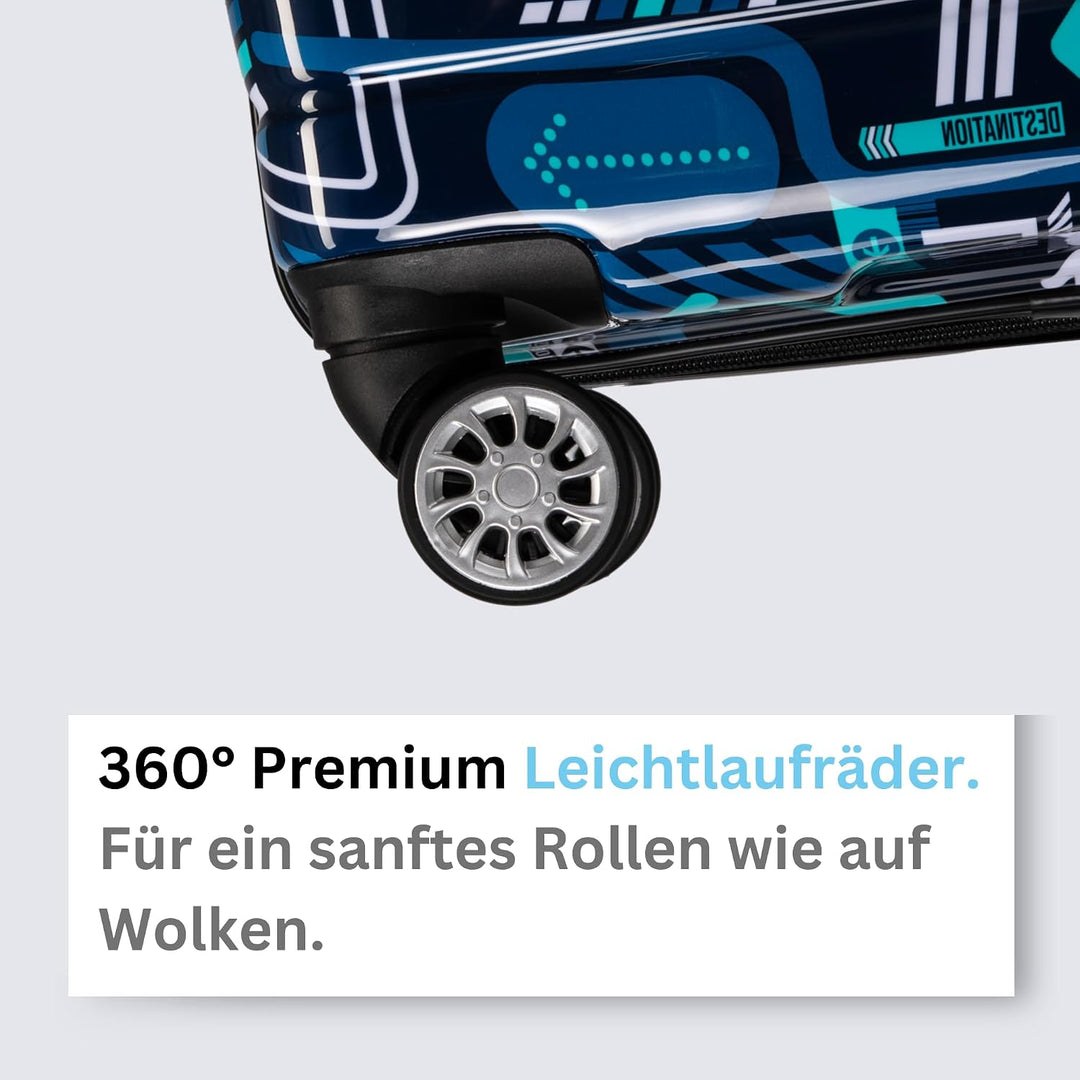 NOWI Hartschalenkoffer XL Gross - 100L Volumen - 158cm Gurtmass - 8 Rollen 360° drehbar - Leichter K