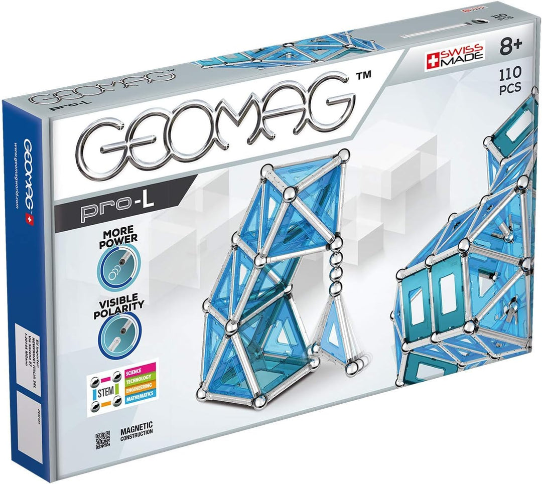 Geomag 024 PRO-L Building Set, Blue and Silver Metal, 110 Pieces 110 Stück, 110 Stück