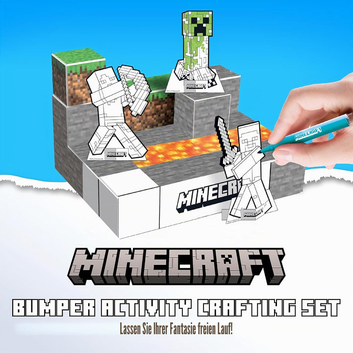 Minecraft BLADEZ Bumper Activity Set, Kunst und Handwerk, lizenziertes Schreibwaren-Set mit Stiften