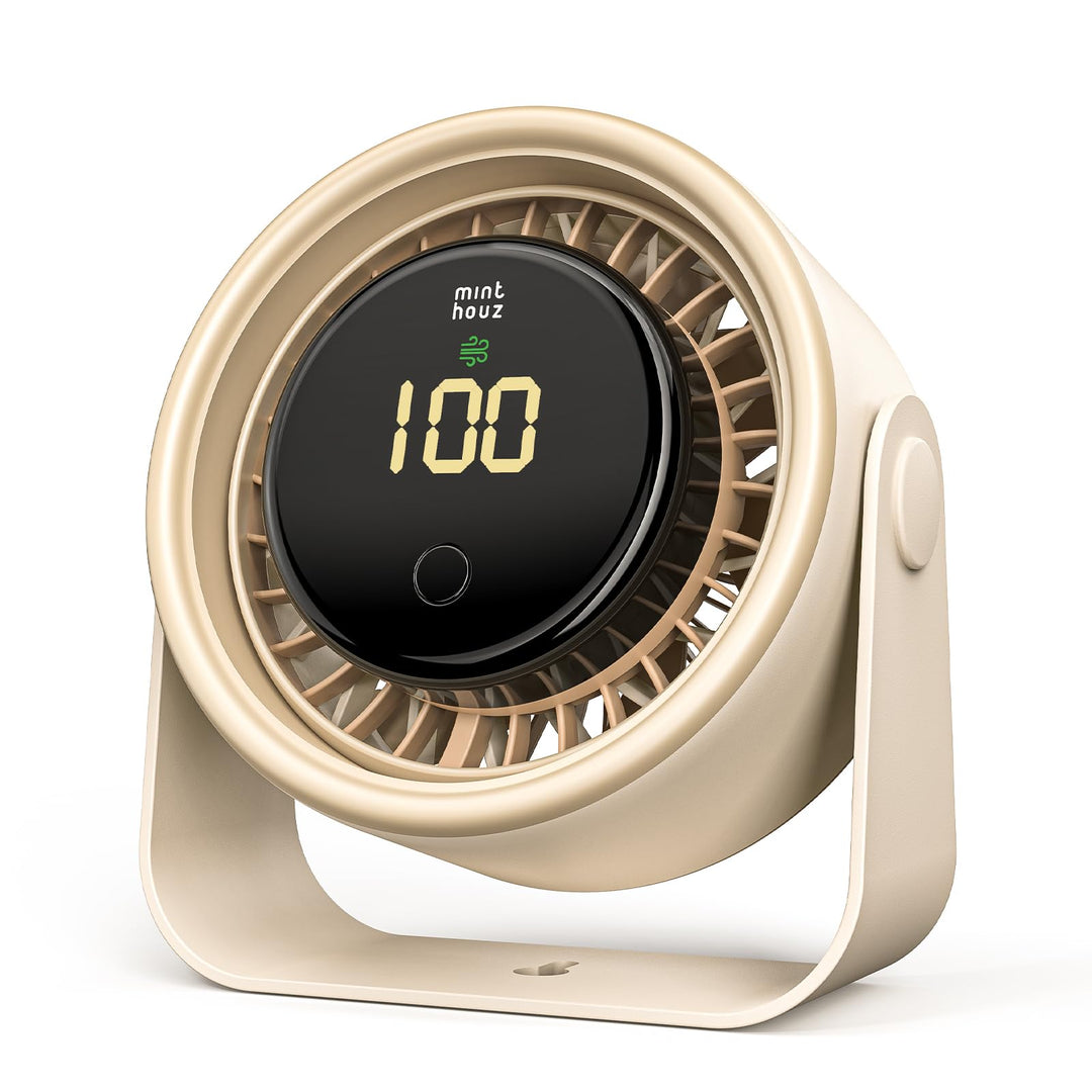 Minthouz 3000mAh Wiederaufladbarer USB-Ventilator,Leiser Tischventilator mit LED-Anzeige,4 Geschwind