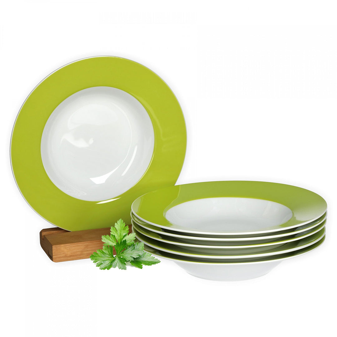 van Well Vario Suppenteller-Set 6-teilig - Teller-Service für 6 Personen - tiefe Pasta-Teller 21,5cm