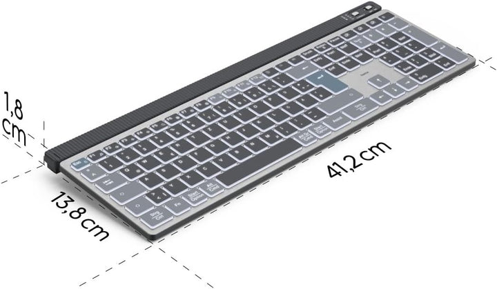 Hama Tastatur-Maus-Set kabellos WKM-750 (Multi-Device 1x Funk, 2X Bluetooth für PC, Laptop, Tablet,