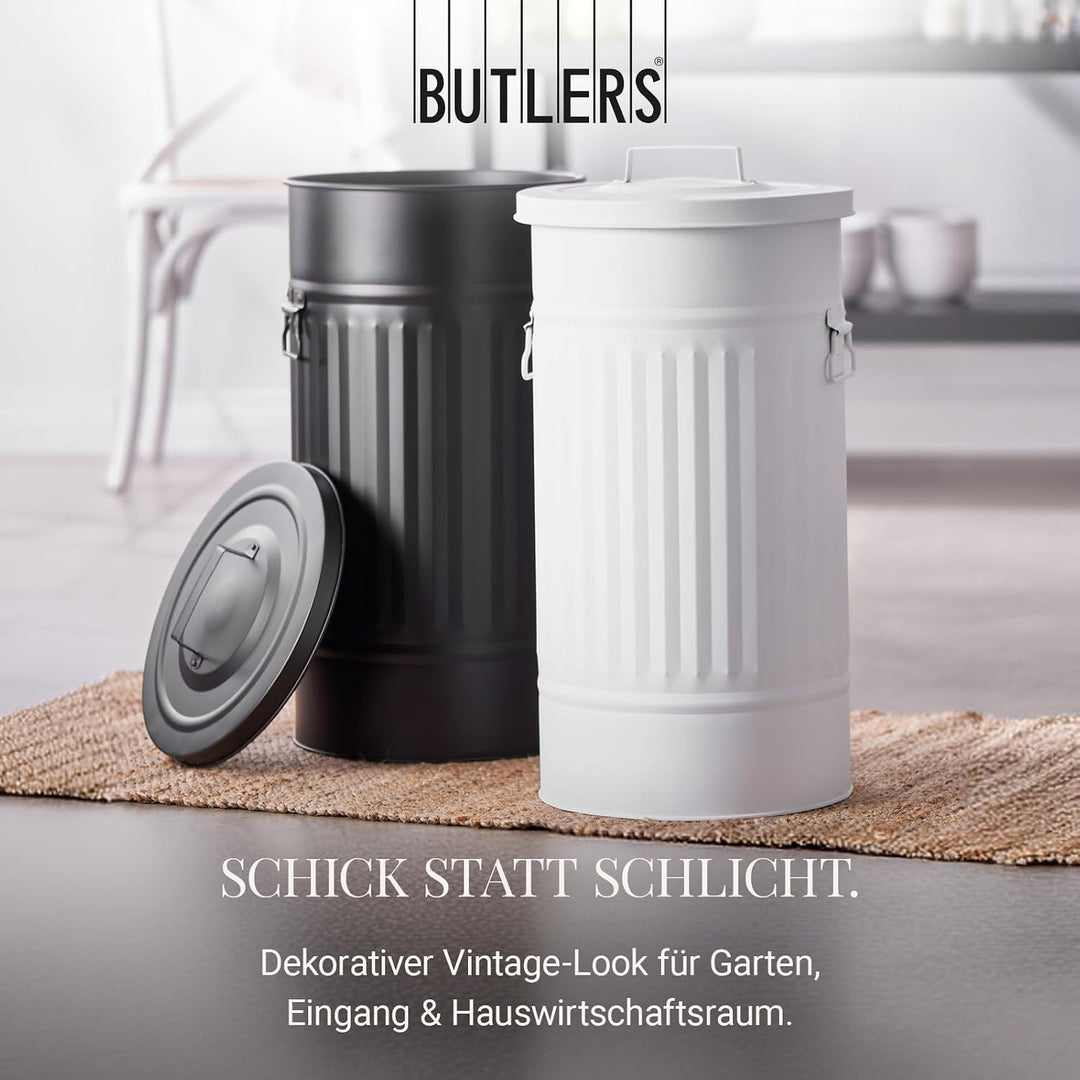 BUTLERS Retro Mülltonne Oskar 40l Mülleimer mit Deckel und Tragegriffen | Küche Abfalleimer ideal al